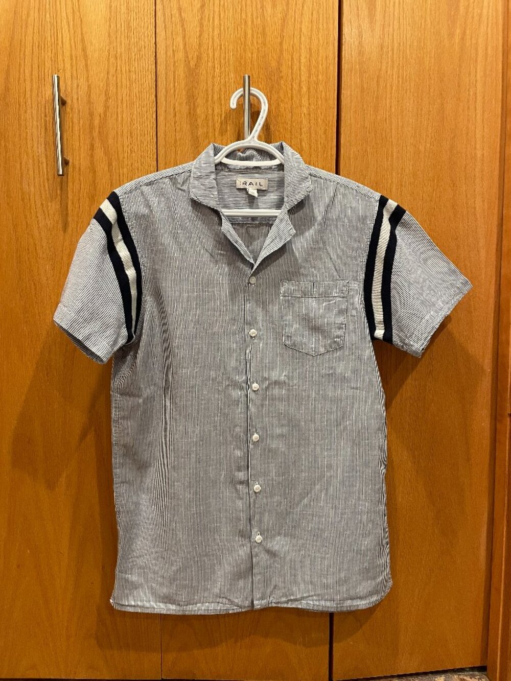 The Rails Lightweight Cotton Short Sleeve Shirt with Blue and White Stripes